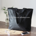 Bolso de compras 100% poliéster negro impermeable con logotipo propio